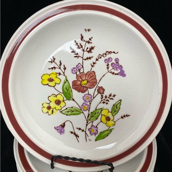 (2) Vintage Lot of 5, Lunastone 1580 Bali Pattern Floral Bread & Butter Plates - Picture 3 of 16